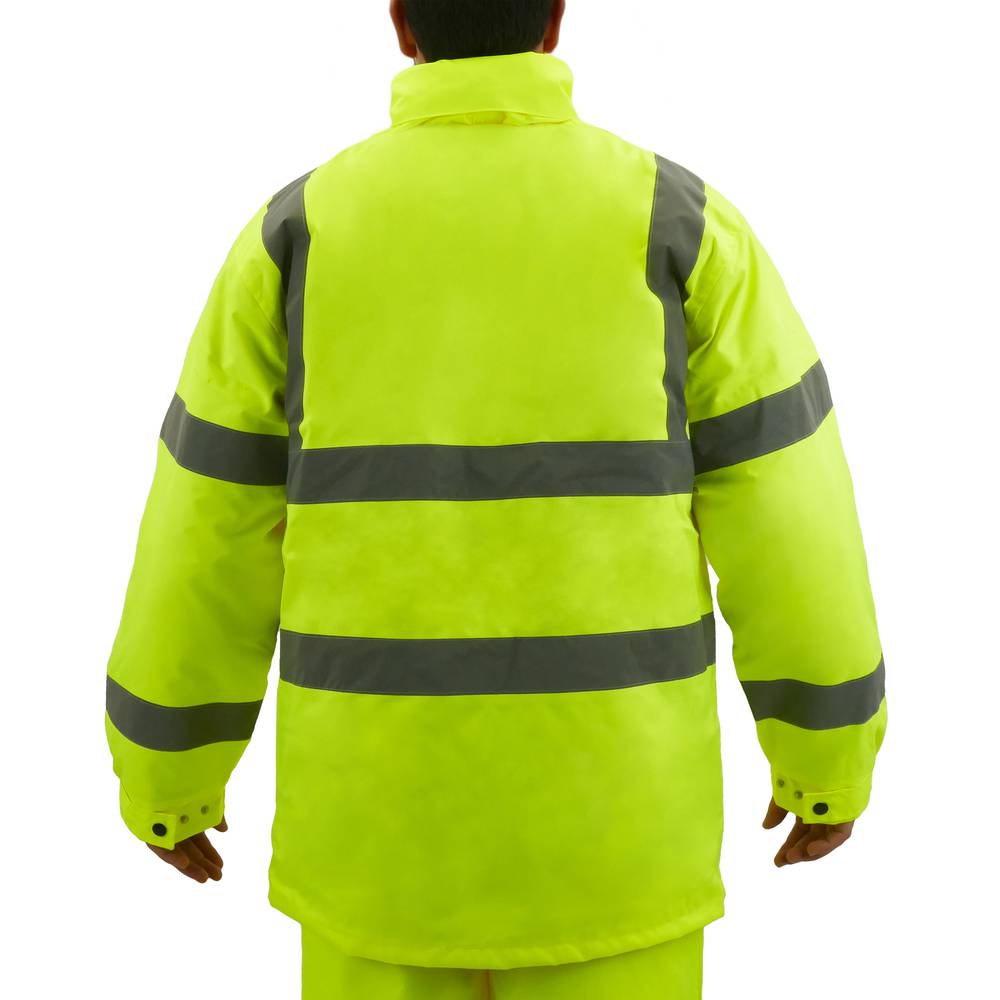 Geel werkjack met reflecterend voor werkveiligheid met maat XL capuchon