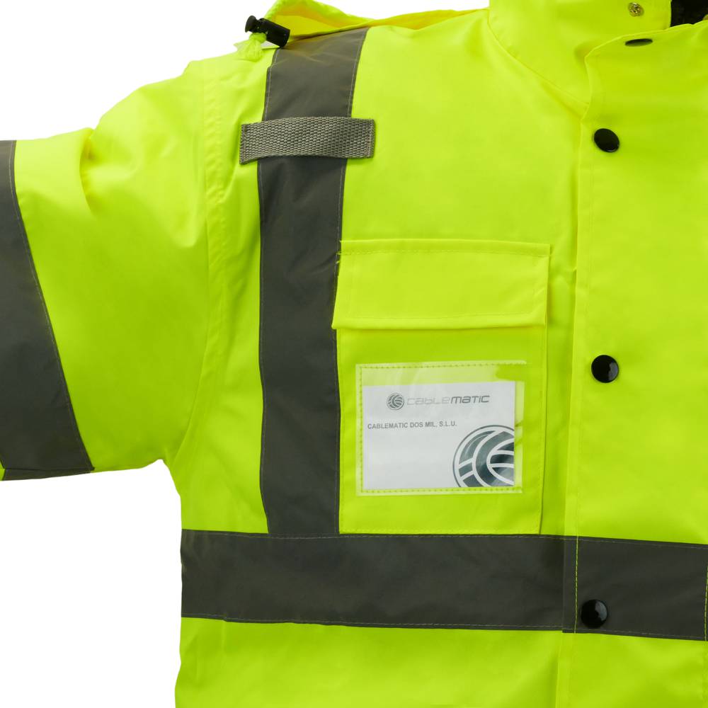 Geel werkjack met reflecterend voor werkveiligheid met maat XL capuchon