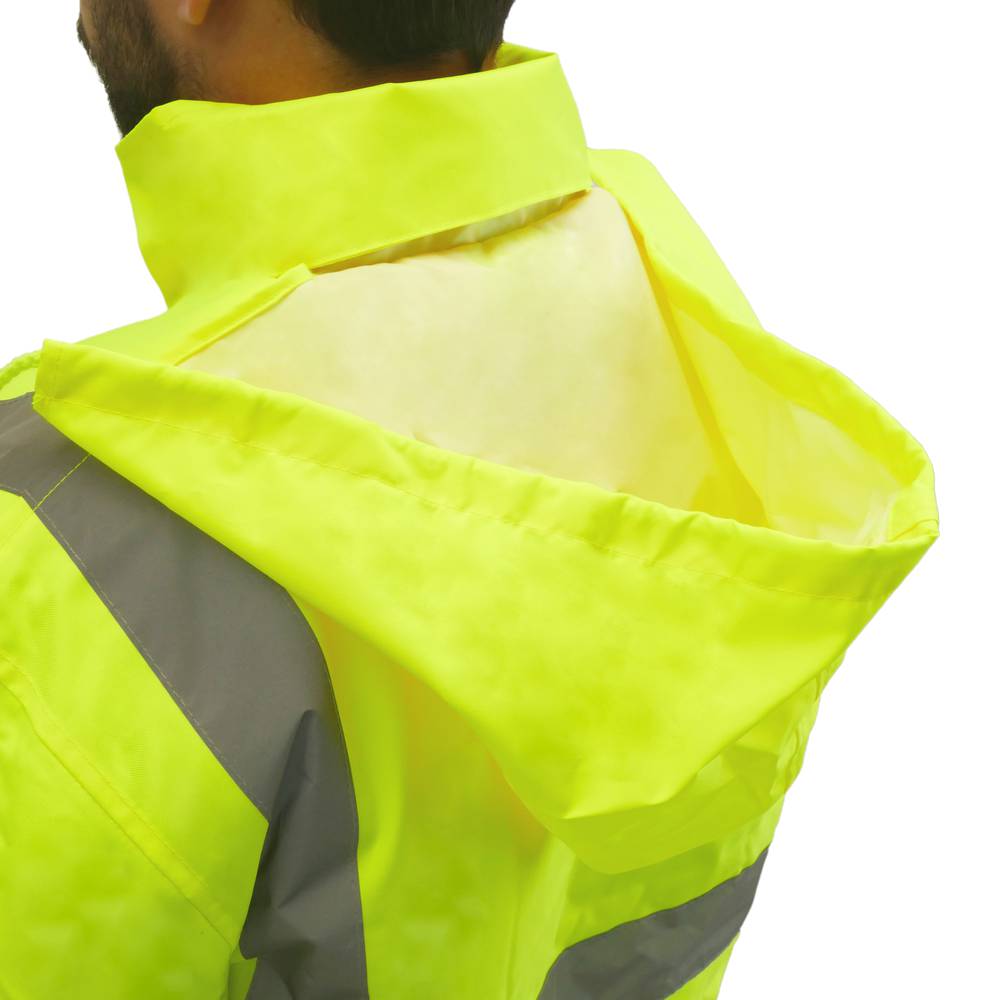 Geel werkjack met reflecterend voor werkveiligheid met maat XL capuchon