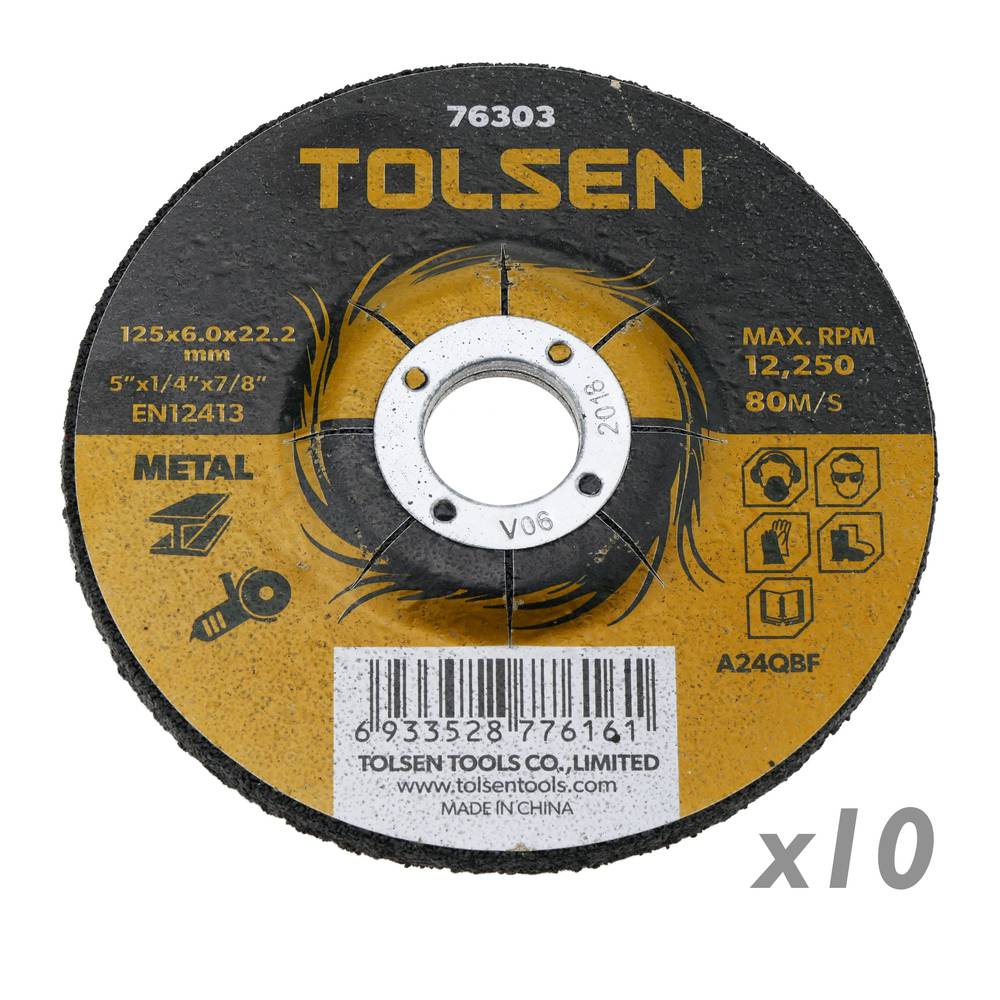 Grinder cutting disc for metal 125 x 6 x 22.2 mm 10-pack