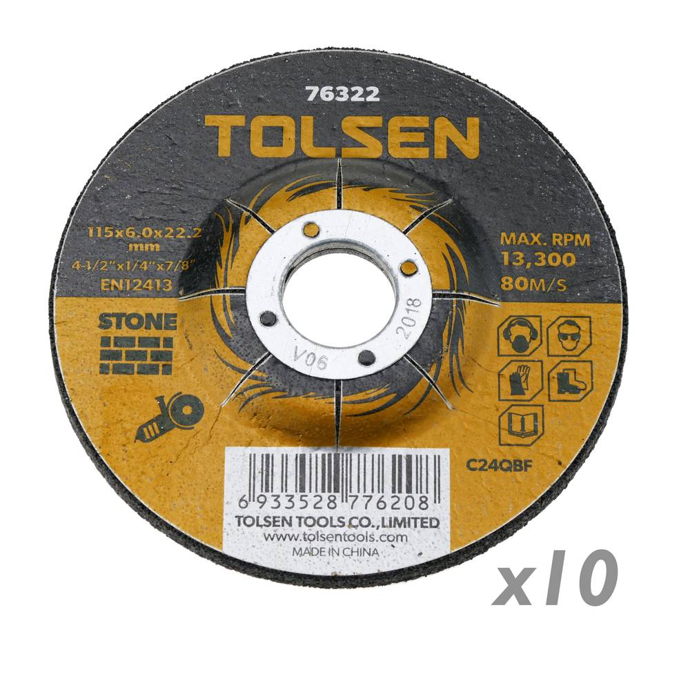 Disco de cortar de amoladora para piedra 115 x 6 x 22.2 mm 10-pack