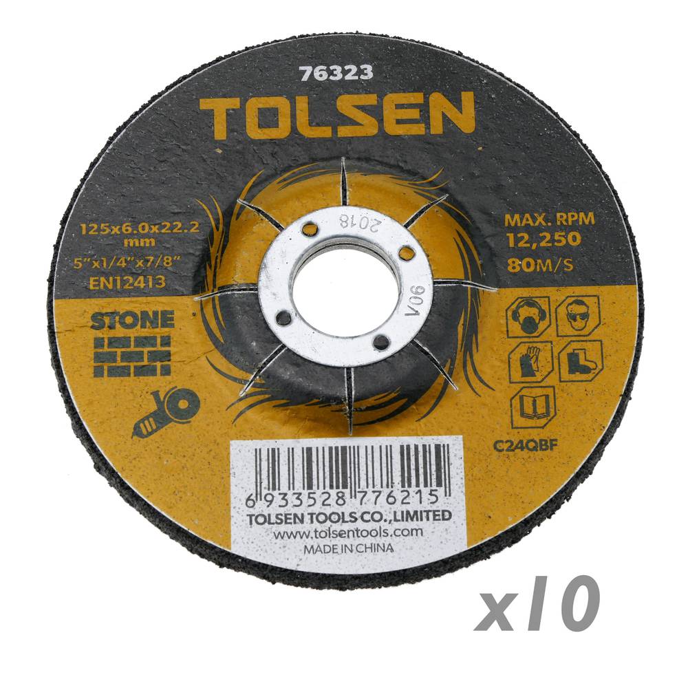 Dischi di taglio per smerigliatrice per pietra 125 x 6 x 22.2 mm 10-pack