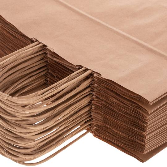 SOS biologisch abbaubare Kraftpapiertüten mit Griffen, 25 Stück.