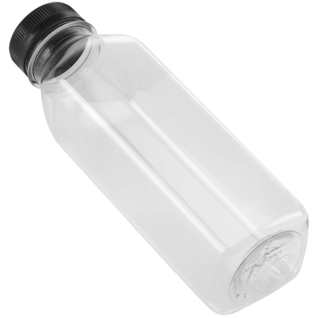 Recycelbare PET-Plastikflaschen, quadratisch und transparent 400mL, 7  Stück. - Cablematic