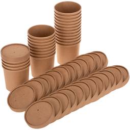 Dwuścienna biodegradowalna terrina z kartonu kraft z pokrywką 360mL, 25 szt.