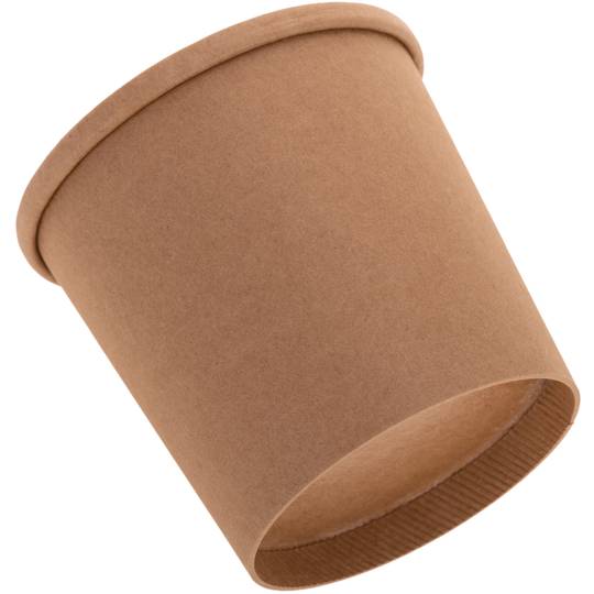 Terrina de cartão kraft biodegradável de parede dupla com tampa 360mL, 25 pcs.