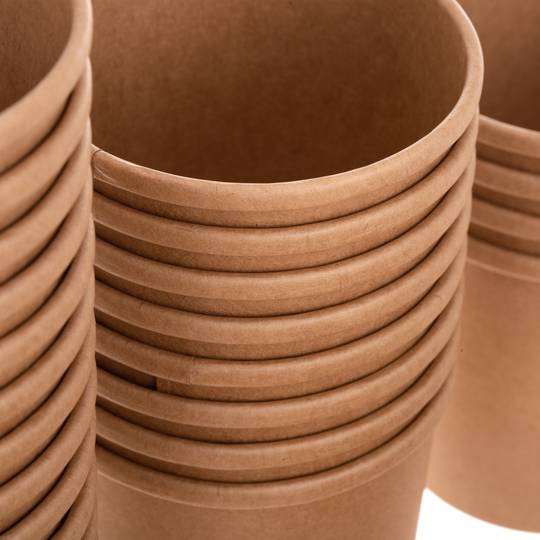 Terrina de cartão kraft biodegradável de parede dupla com tampa 360mL, 25 pcs.