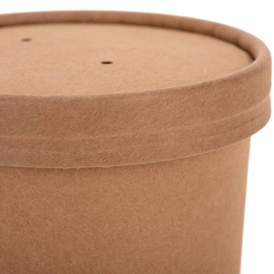Terrina de cartão kraft biodegradável de parede dupla com tampa 360mL, 25 pcs.