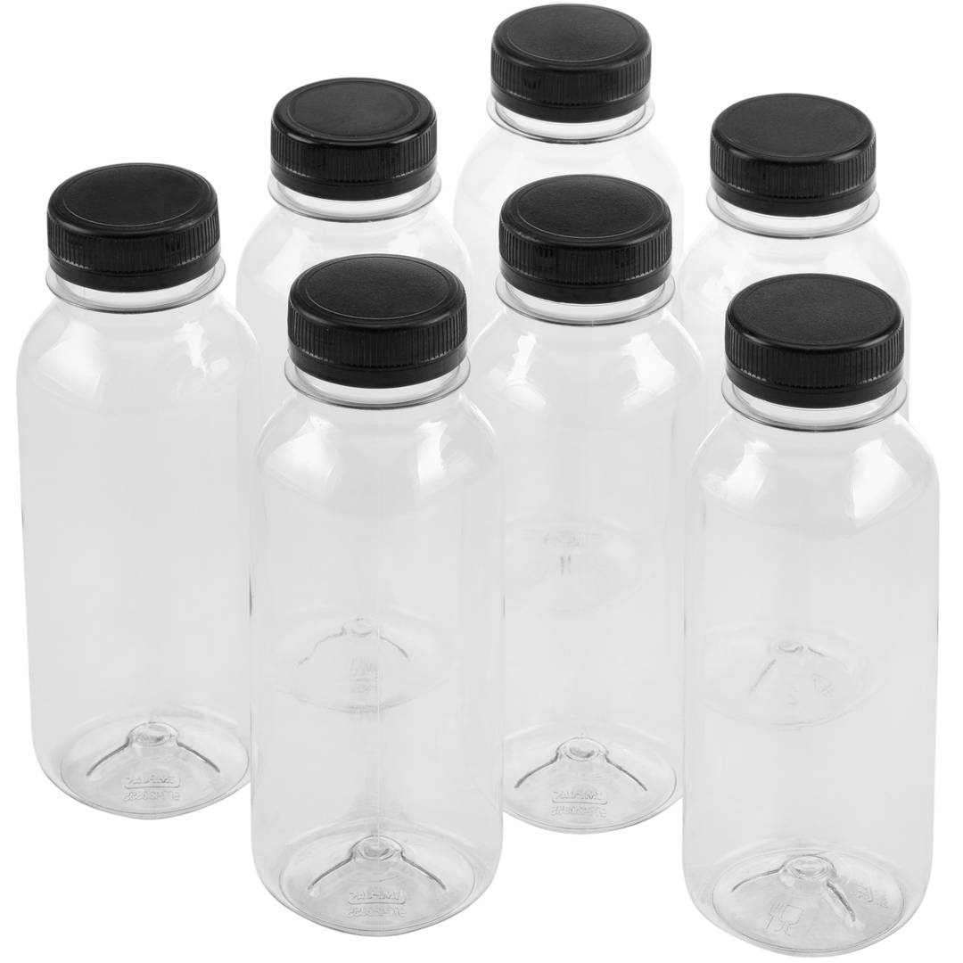 Botellas pequeñas de plástico PET reciclable cuadradas y transparentes  250mL, 7 unidades - Cablematic