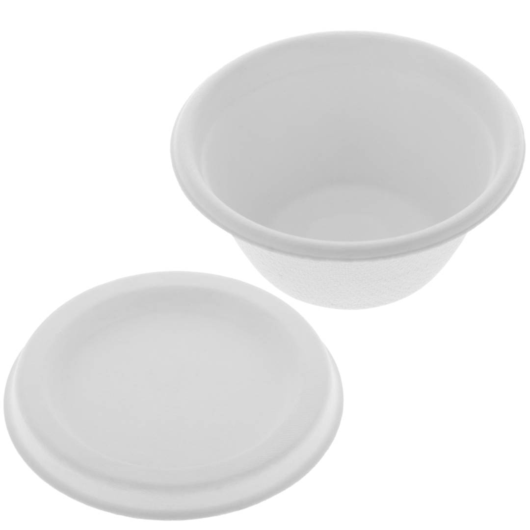 Biodegradable bagasse mini terrine with lid 60mL, 50 pcs.