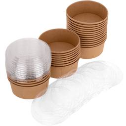 Miski sałatkowe z kartonu Kraft z plastikowymi pokrywkami nadającymi się do recyklingu 750mL, 25 szt.