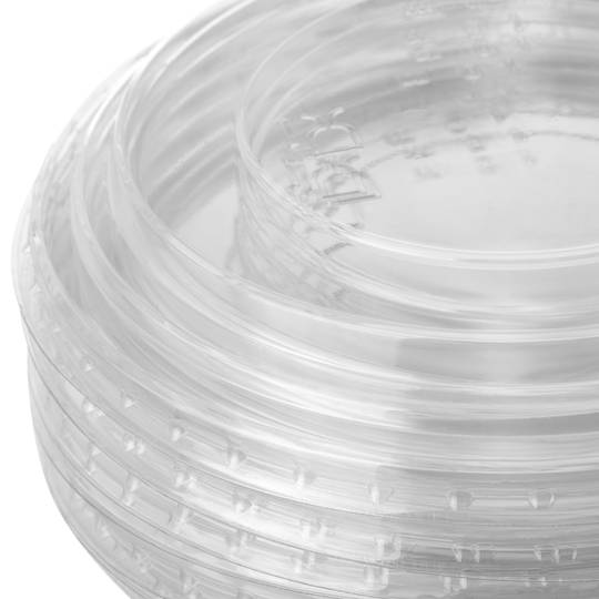 Kraft kartonnen slakommen met recycleerbaar plastic deksel 750mL, 25 stuks.