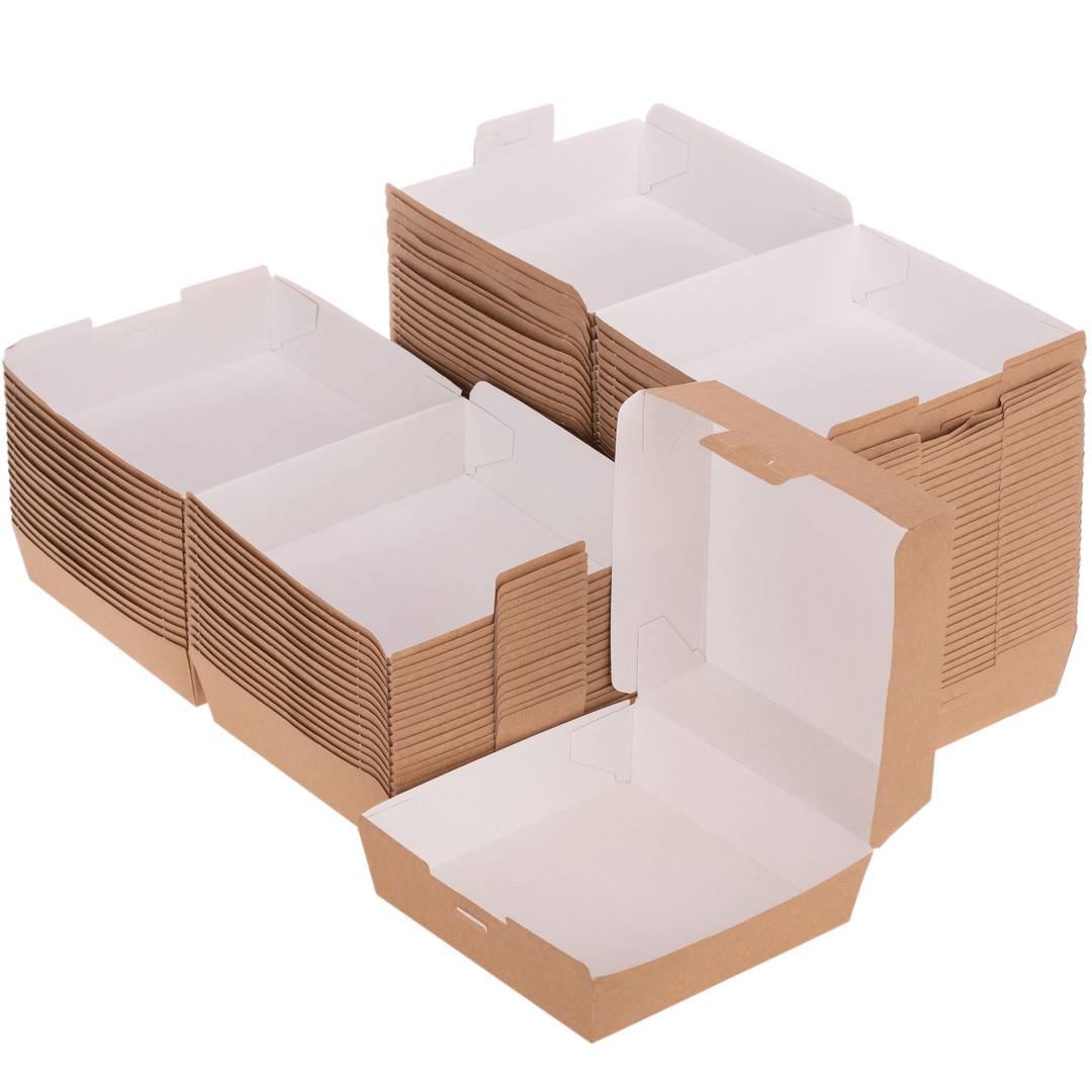 Cajas para hamburguesa de cartón biodegradable nano-micro (XL), 50