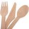 Pack de cubiertos de madera natural biodegradable con servilleta, 25 unidades