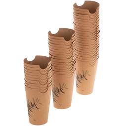 Opakowanie 50 sztuk brązowych kartonowych kubków do smażenia ze składanym zamknięciem 8,5 x 14 cm