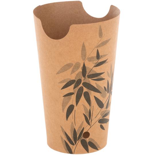 Pack de 50 unidades vaso para fritos de cartón marrón con cierre plegable 8,5 x 14 cm