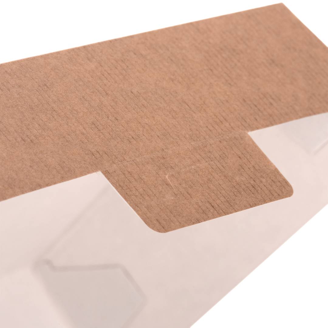 Pack of 50 corrugated brown biodegradable cardboard hamburger holders 14.4 x 13.6 x 9.2 cm