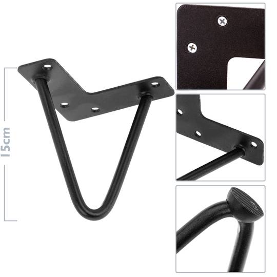 Pies para mesa y mueble Patas en acero 2 varillas 15 cm 4-pack