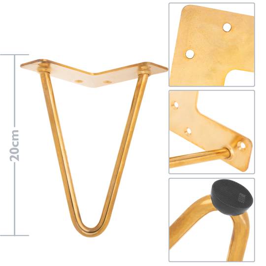 Peus per a taula i moble Potes en acer 2 varetes 20 cm coure intens 4-pack