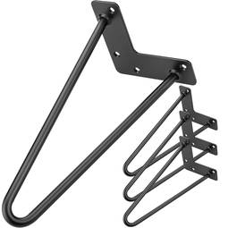 Table legs for desks cabinets furniture made of steel 2 rods 30 cm black 4-pack