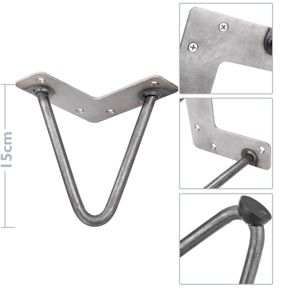 Legs for table and furniture vintage style Steel legs 2 poles 15 cm 4-pack