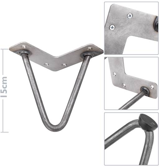 Legs for table and furniture vintage style Steel legs 2 poles 15 cm 4-pack
