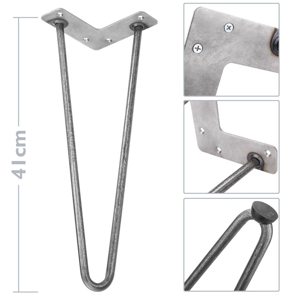 Nogi do stołu i mebli styl vintage Nogi stalowe 2 tyczki 41 cm 4 szt