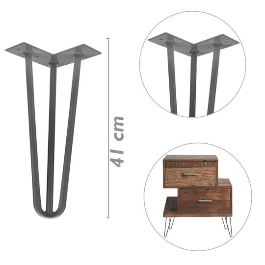 Table legs for desks cabinets furniture made of steel 3 rods 41 cm 4-pack