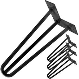Patas de mesa para armários e móveis de aço 3 hastes 41 cm preto 4-pack