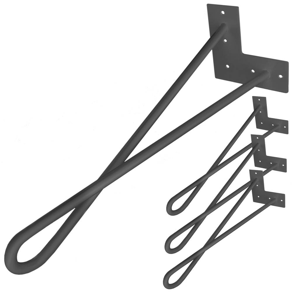 Peus per a taula i moble Potes en acer 2 varetes 41 cm negre 4-pack model bucle