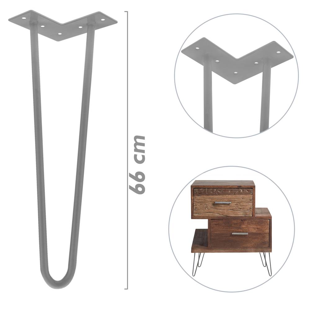 Peus per a taula i moble Potes en acer 2 varetes 66 cm 4-pack