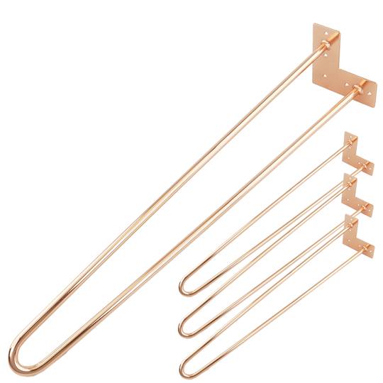 Gambe Piedini da tavolo per mobili e scrivania in acciaio 2 bacchette 71 cm rame 4-pack