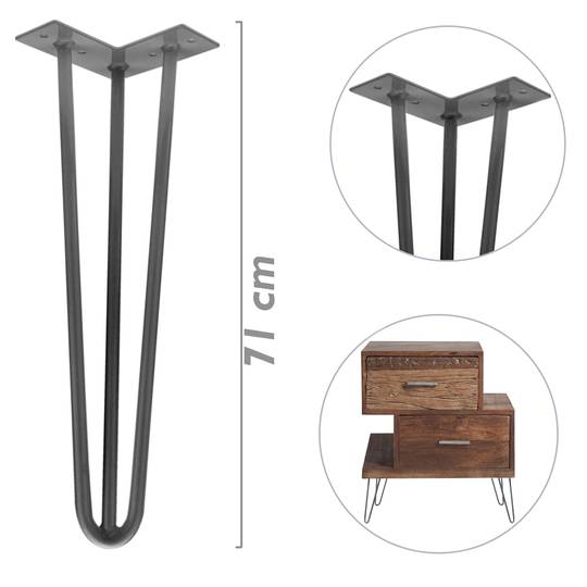 Gambe Piedini da tavolo per mobili e scrivania in acciaio 3 bacchette 71 cm 4-pack