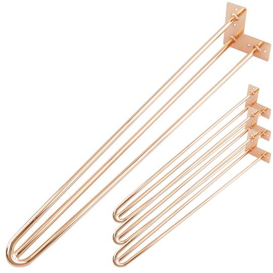 Tafel- en meubelpoten Stalen poten 3 stangen 71 cm koper 4-pack