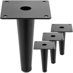 Packung mit 4 geraden Möbelbeinen mit konischer Form und Anti-Rutsch-Schutz 12cm Farbe schwarz