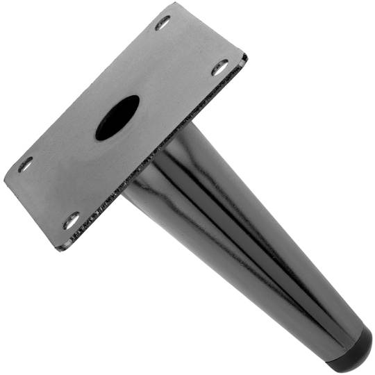 Pacote de 4 pés de móveis rectos com forma cónica e protecção antiderrapante, 12cm, cor preta metálica.