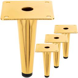 Packung mit 4 geraden Möbelbeinen mit konischer Form und Anti-Rutsch-Schutz 12cm goldfarben