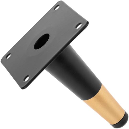 Confezione da 4 gambe dritte per mobili con forma conica e protezione antiscivolo da 12 cm colore nero e oro