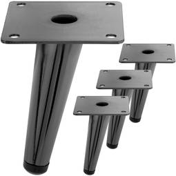 4er Pack Möbelbeine mit konischer Form und Anti-Rutsch-Schutz 12cm schwarz metallic