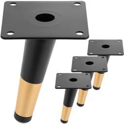 Packung mit 4 konisch geformten Möbelbeinen mit Anti-Rutsch-Schutz 12cm schwarz und goldfarben