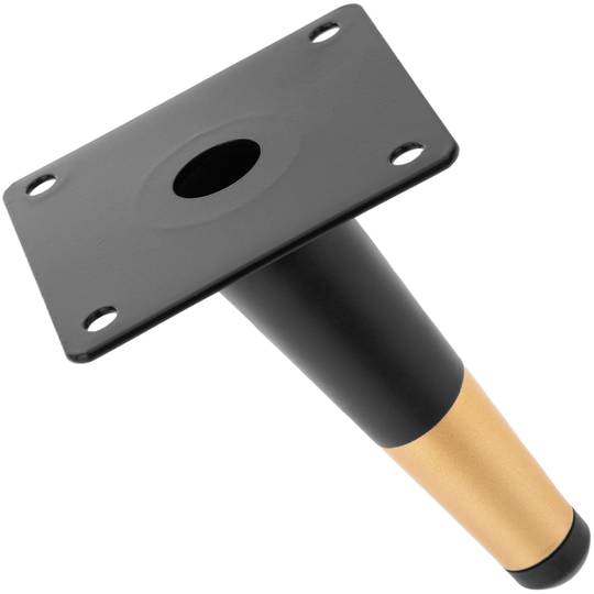 Confezione da 4 gambe per mobili a forma conica con protezione antiscivolo da 12 cm colore nero e oro