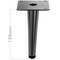 Pack of 4 straight furniture legs with conical shape and anti-slip protection, 15cm, metallic black colour.