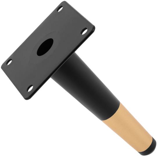 Pacote de 4 pés de móveis rectos com forma cónica e protecção antiderrapante 15cm de cor preta e dourada