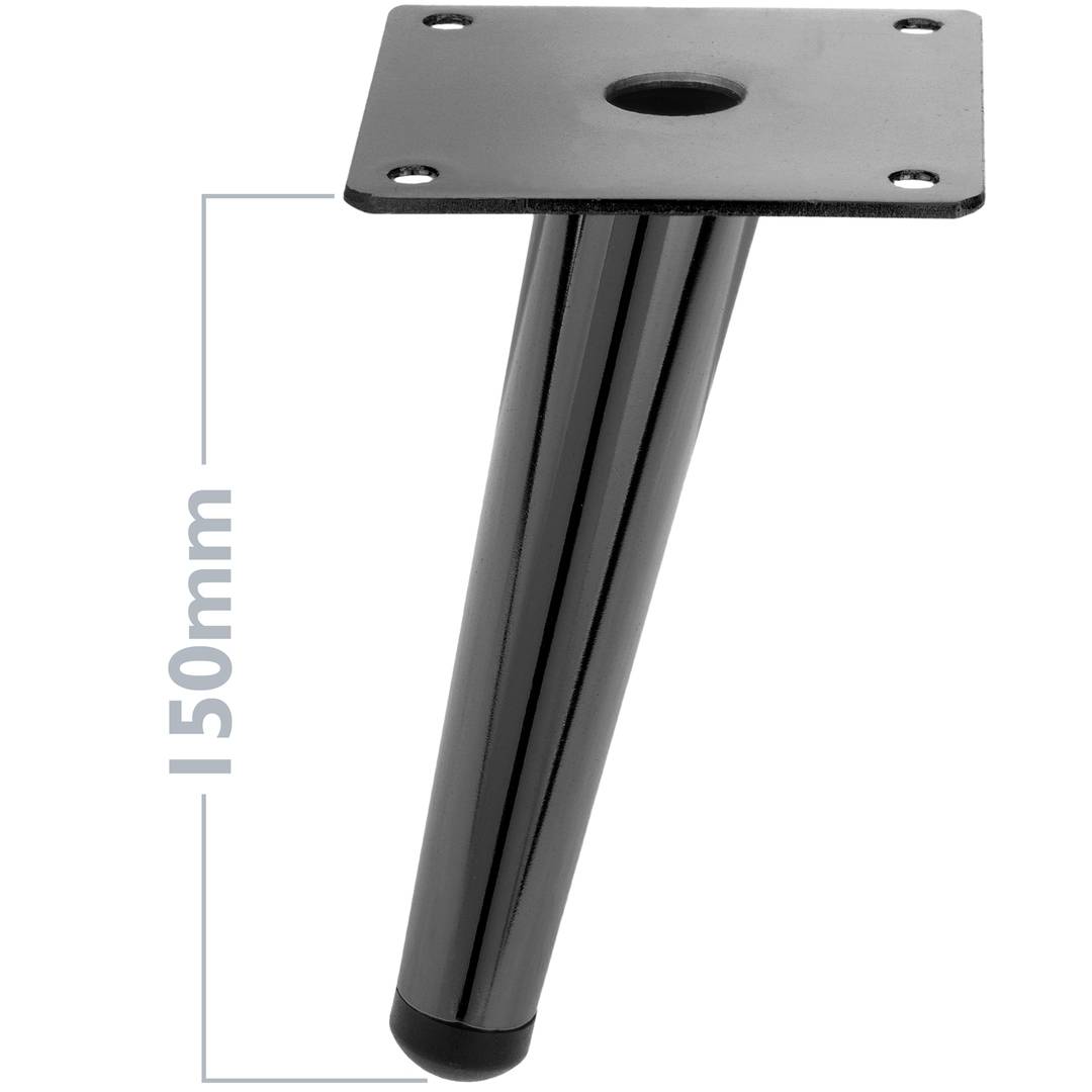 Confezione da 4 gambe per mobili con forma conica e protezione antiscivolo da 15 cm colore nero metallizzato