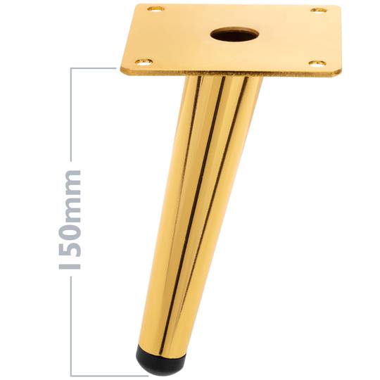 Confezione da 4 gambe per mobili a forma conica con protezione antiscivolo 15cm colore oro