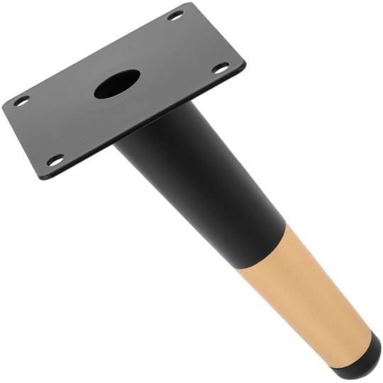 Pack de 4 potes decantades per a mobles amb forma cònica i protecció antilliscant de 15cm color negre i daurat