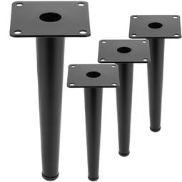 Packung mit 4 geraden Möbelbeinen mit konischer Form und Anti-Rutsch-Schutz 20cm Farbe schwarz