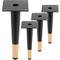 Lot de 4 pieds de meubles droits de forme conique avec protection antidérapante 20cm couleur noir et or