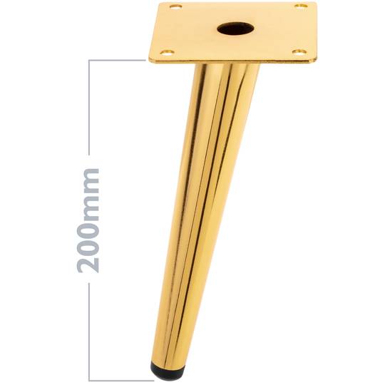 Set van 4 taps toelopende meubelpoten met antislipbescherming 20cm goudkleurig