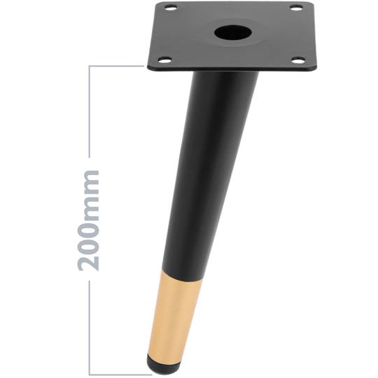 Pack de 4 potes decantades per a mobles amb forma cònica i protecció antilliscant de 20cm color negre i dauratConjunto de 4 pata